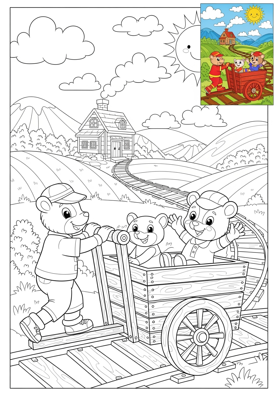 advanced vehicles Rail Transport handcar kids coloring page 0