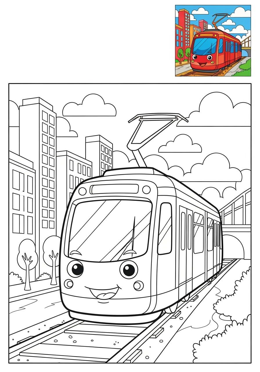 advanced vehicles Rail Transport light rail kids coloring page 0