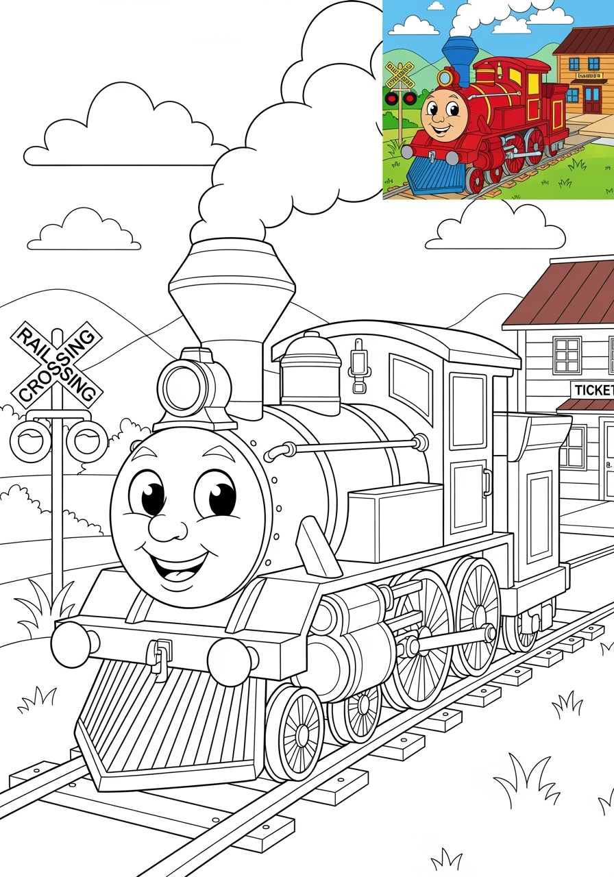 advanced vehicles Rail Transport locomotive kids coloring page 0