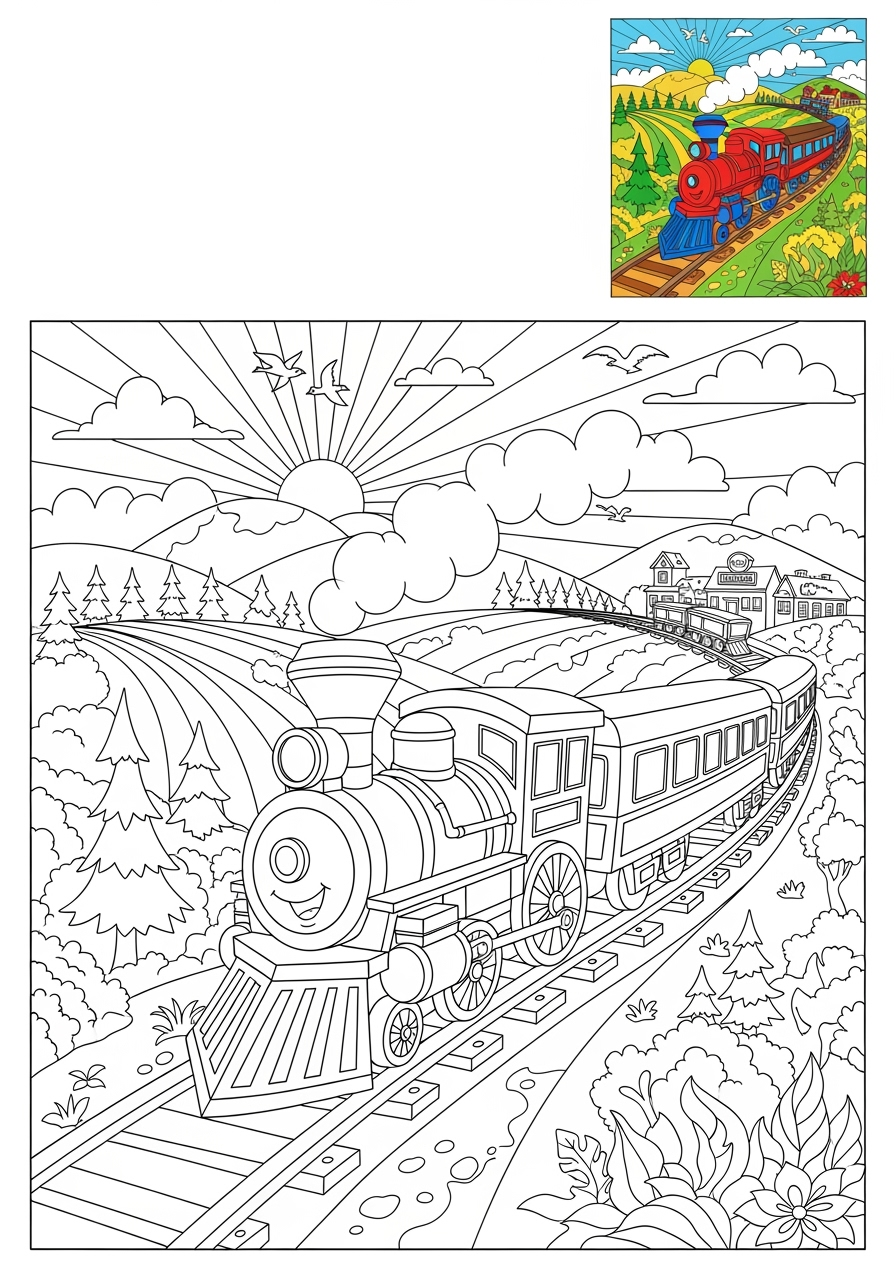 advanced vehicles Rail Transport locomotive kids coloring page 1