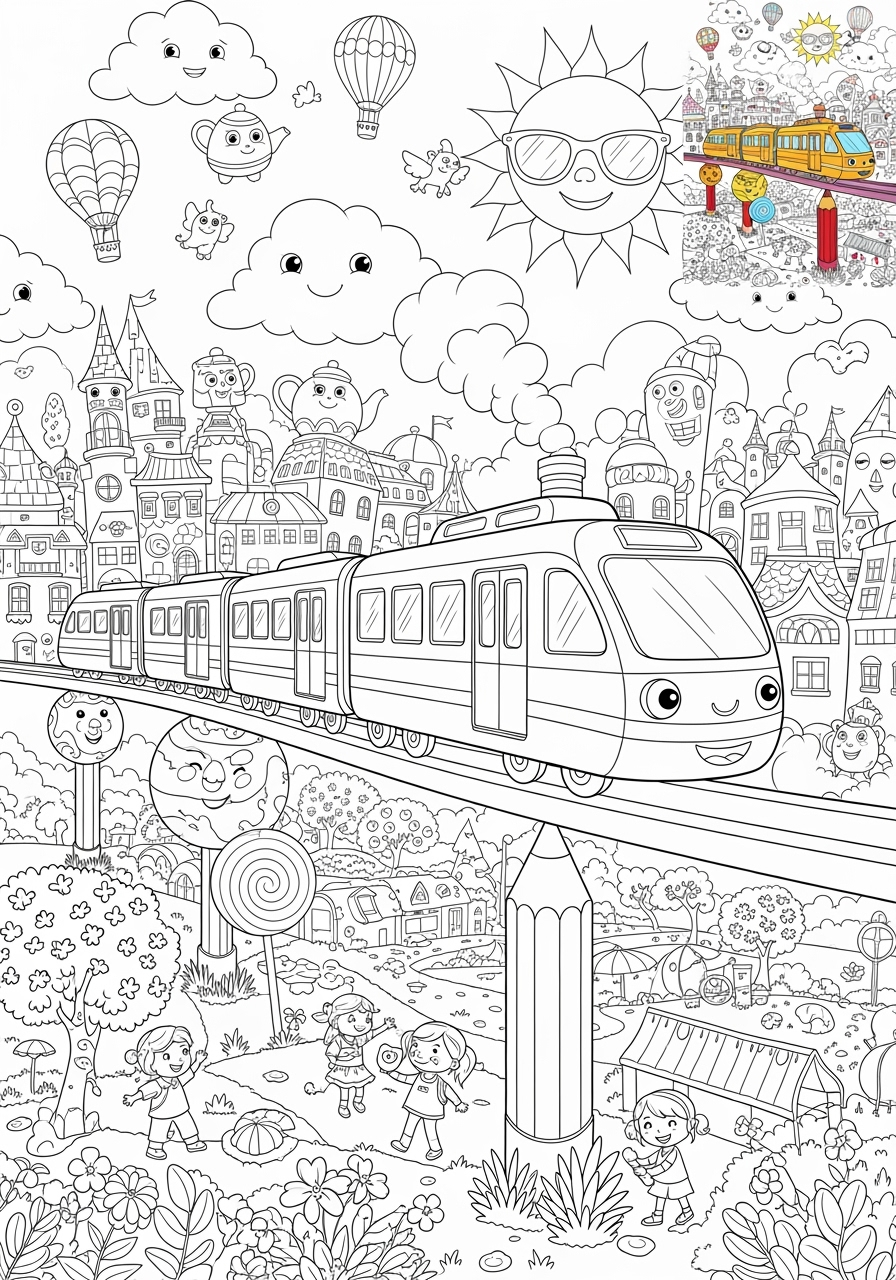 advanced vehicles Rail Transport monorail kids coloring page 0