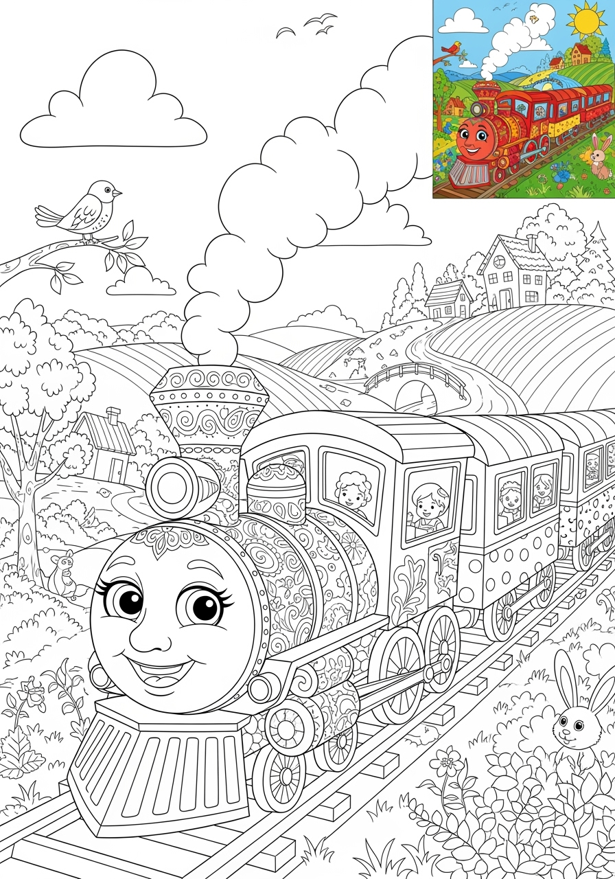 advanced vehicles Rail Transport passenger train kids coloring page 0