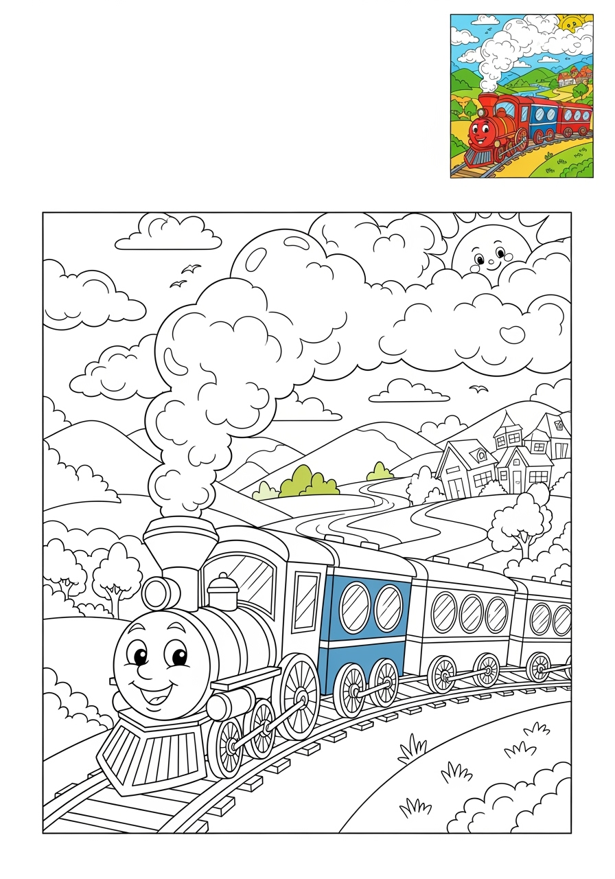 advanced vehicles Rail Transport passenger train kids coloring page 1