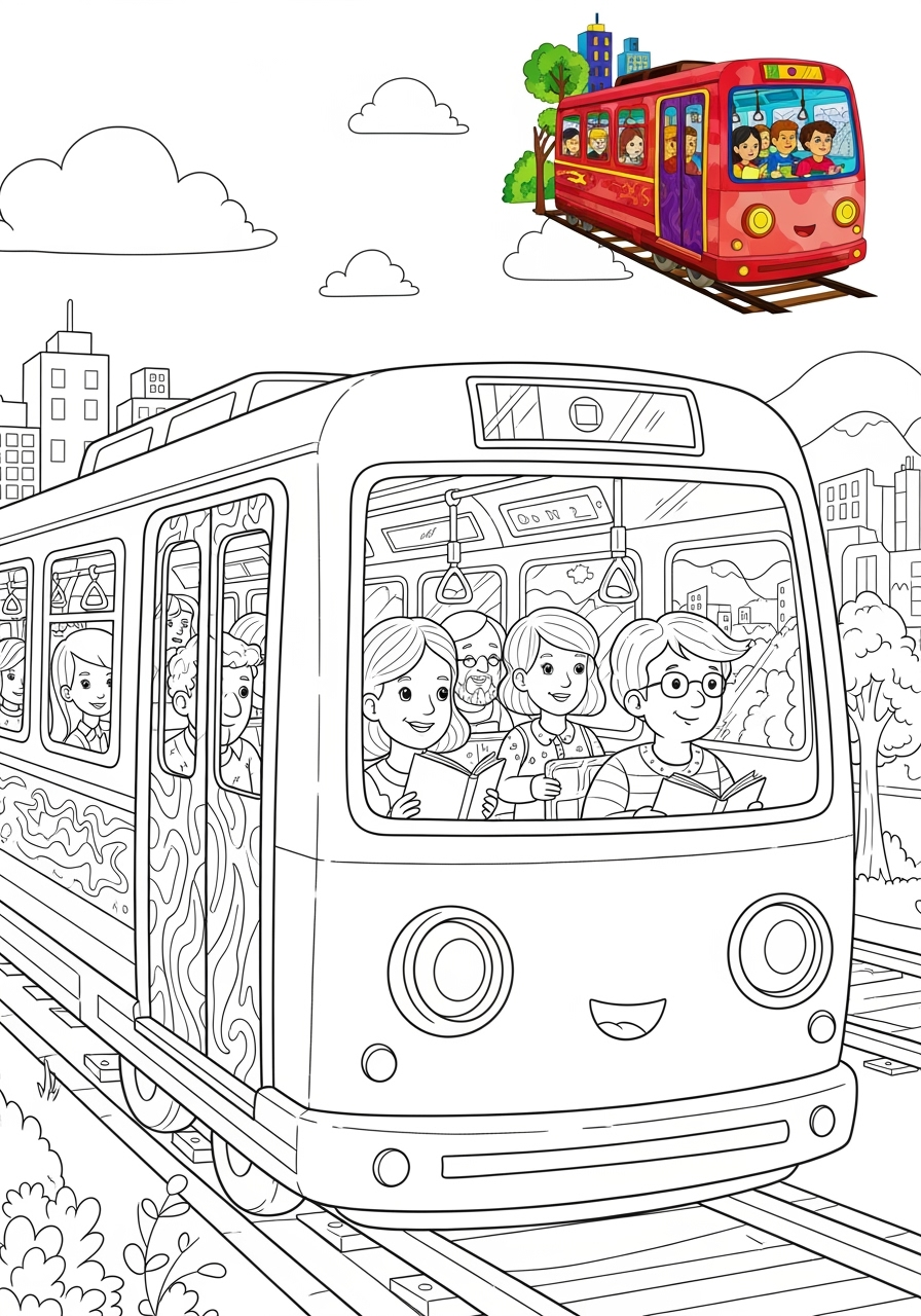 advanced vehicles Rail Transport subway kids coloring page 0