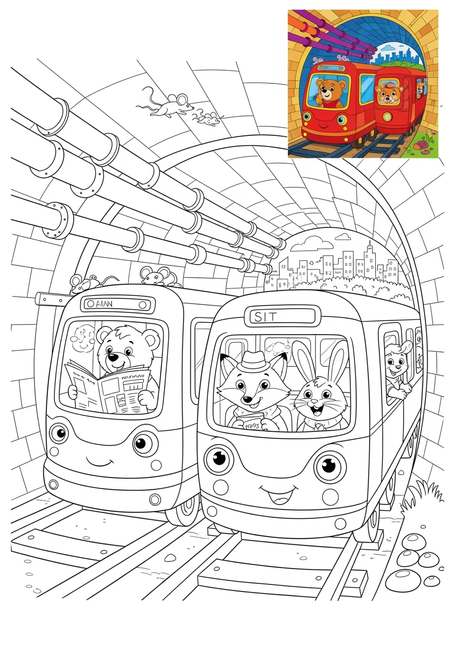 advanced vehicles Rail Transport subway kids coloring page 1