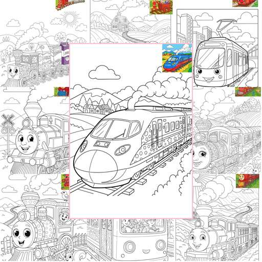 Advanced Vehicles Rail Transport Coloring Sheets Collections Thumbnail