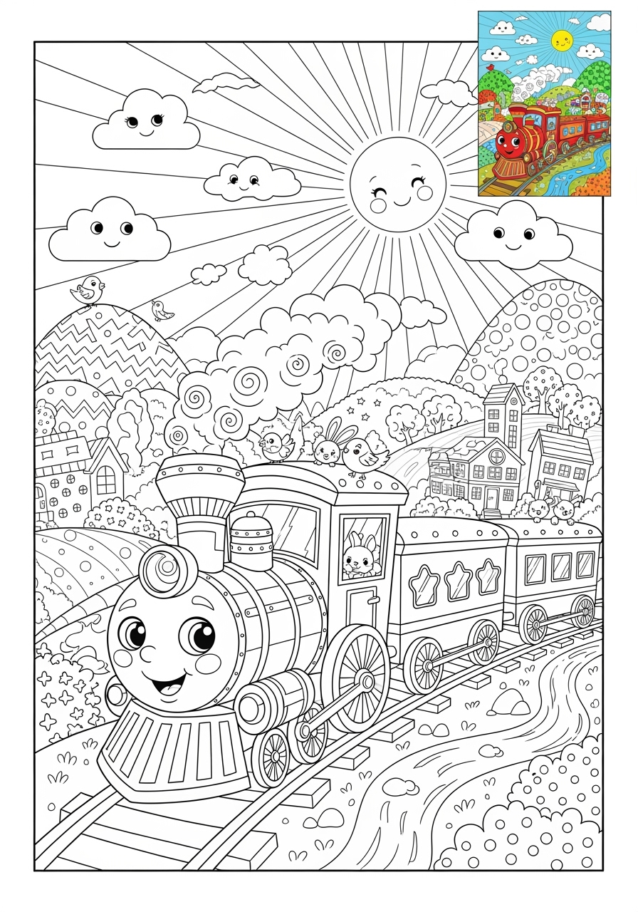 advanced vehicles Rail Transport train kids coloring page 1