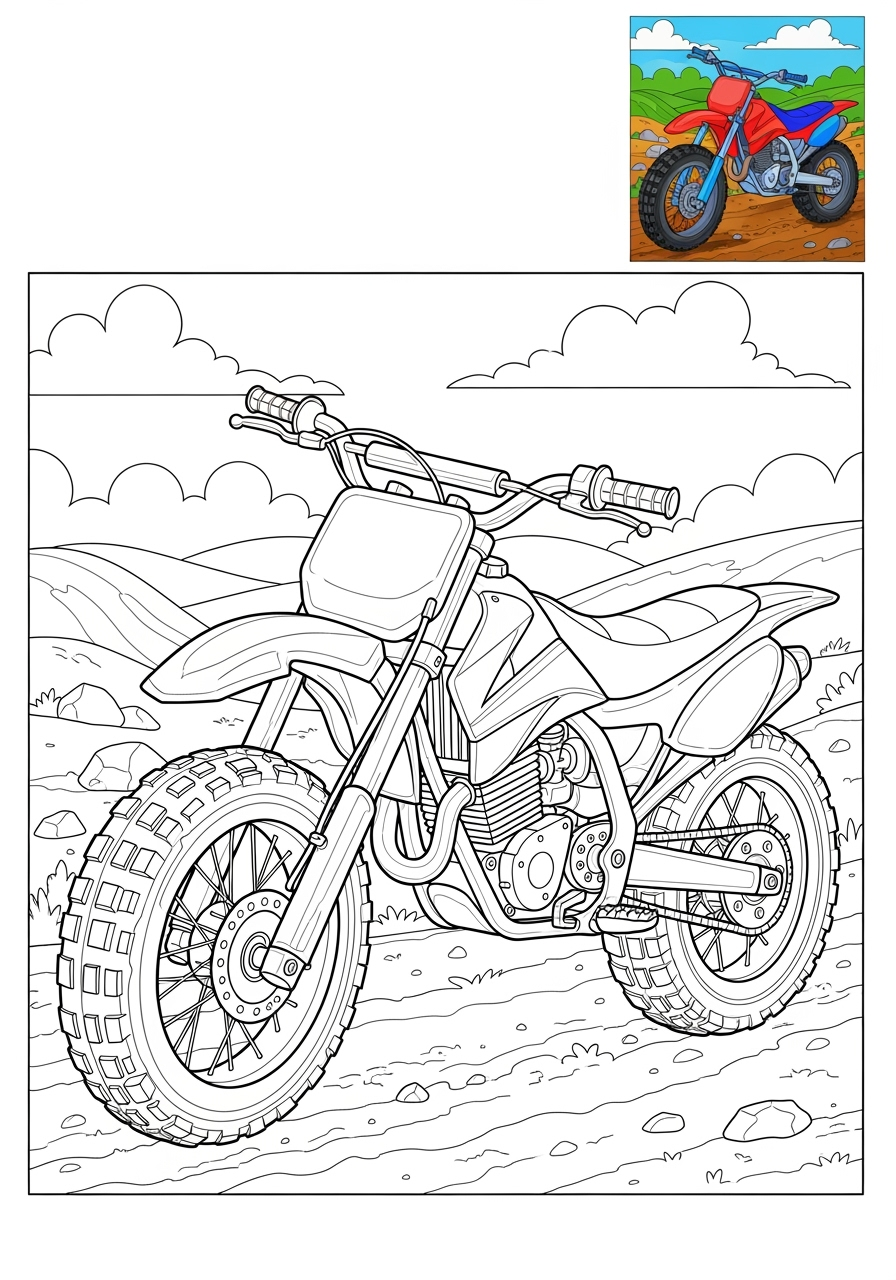 advanced vehicles Two-Wheelers dirt bike kids coloring page 0
