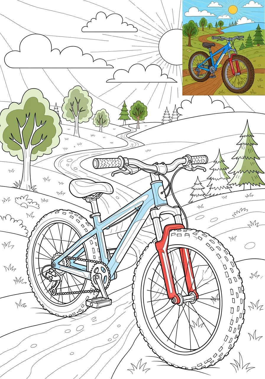 advanced vehicles Two-Wheelers mountain bike kids coloring page 0