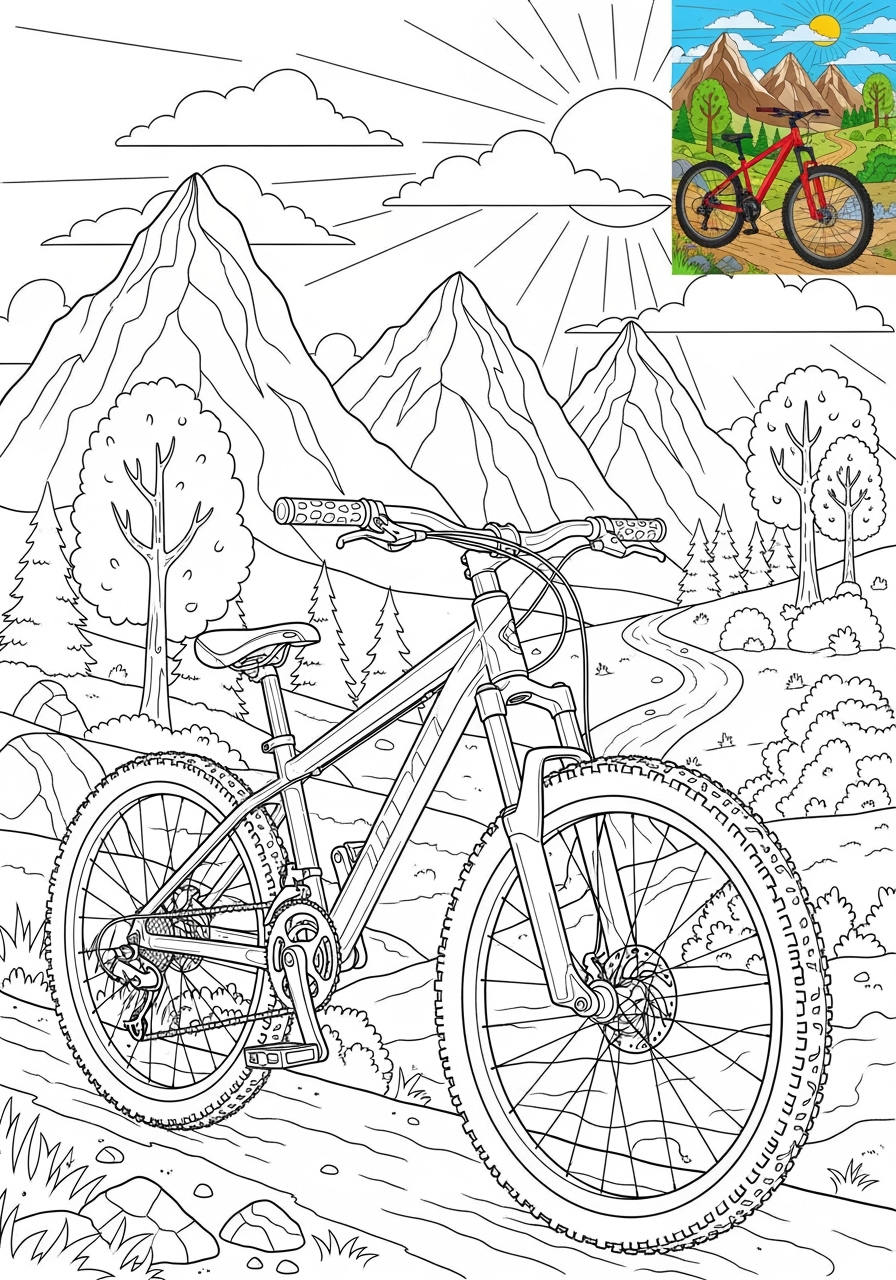 advanced vehicles Two-Wheelers mountain bike kids coloring page 1