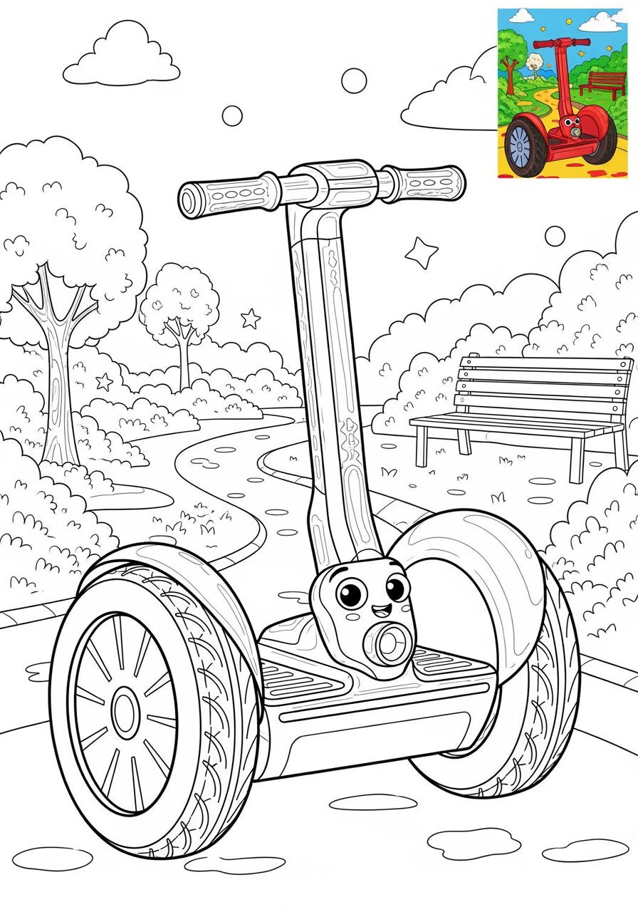 advanced vehicles Two-Wheelers segway kids coloring page 0