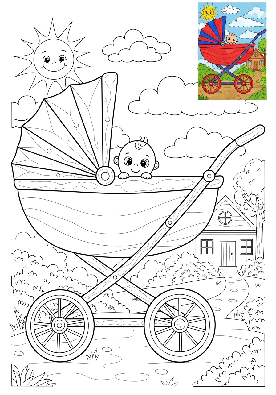 advanced vehicles Special Vehicles baby stroller kids coloring page 0