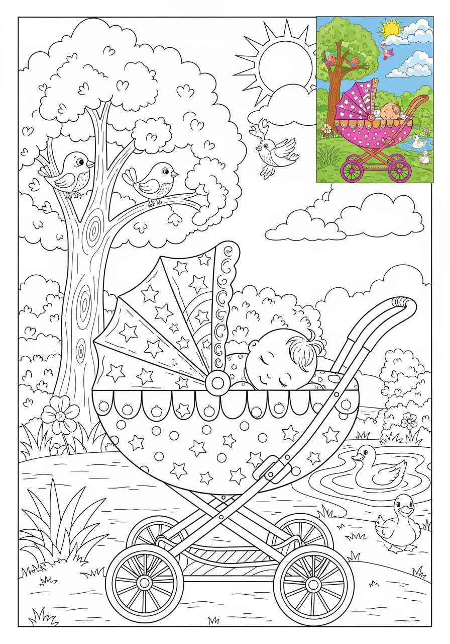 advanced vehicles Special Vehicles baby stroller kids coloring page 1