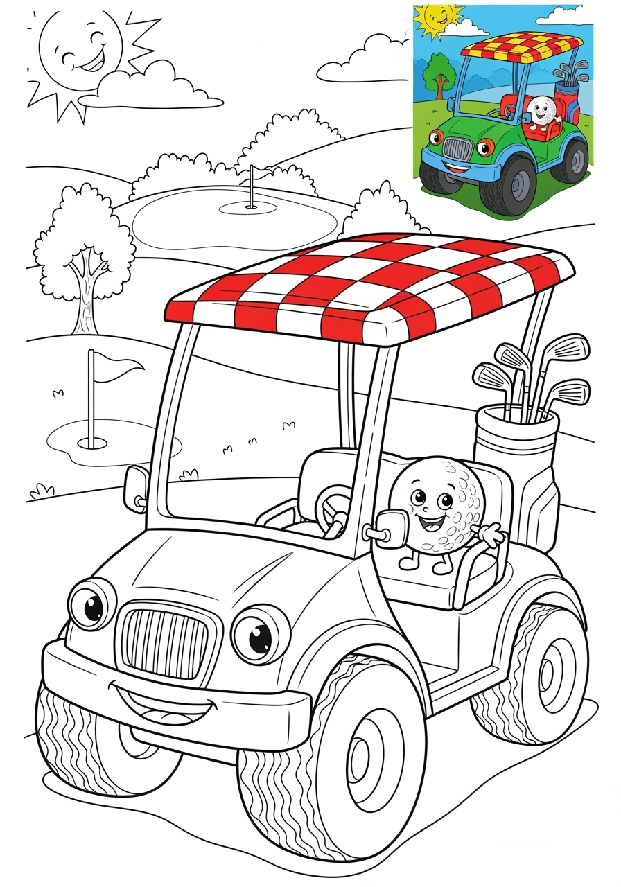 advanced vehicles Special Vehicles golf cart kids coloring page 0