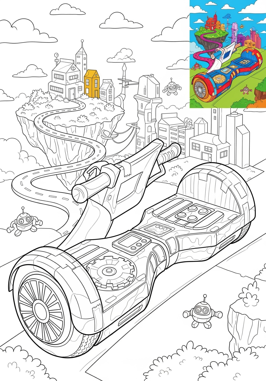 advanced vehicles Special Vehicles hoverboard kids coloring page 0