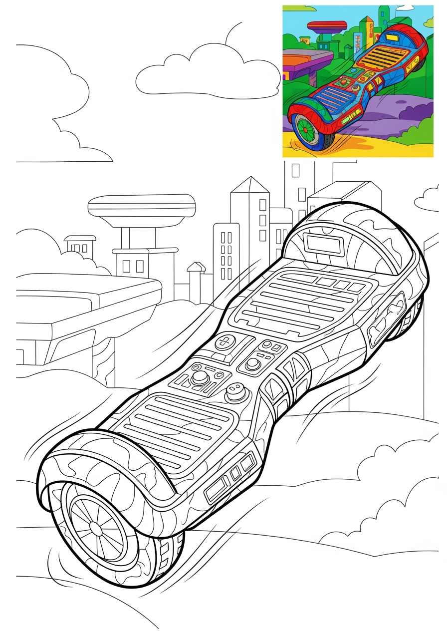 advanced vehicles Special Vehicles hoverboard kids coloring page 1