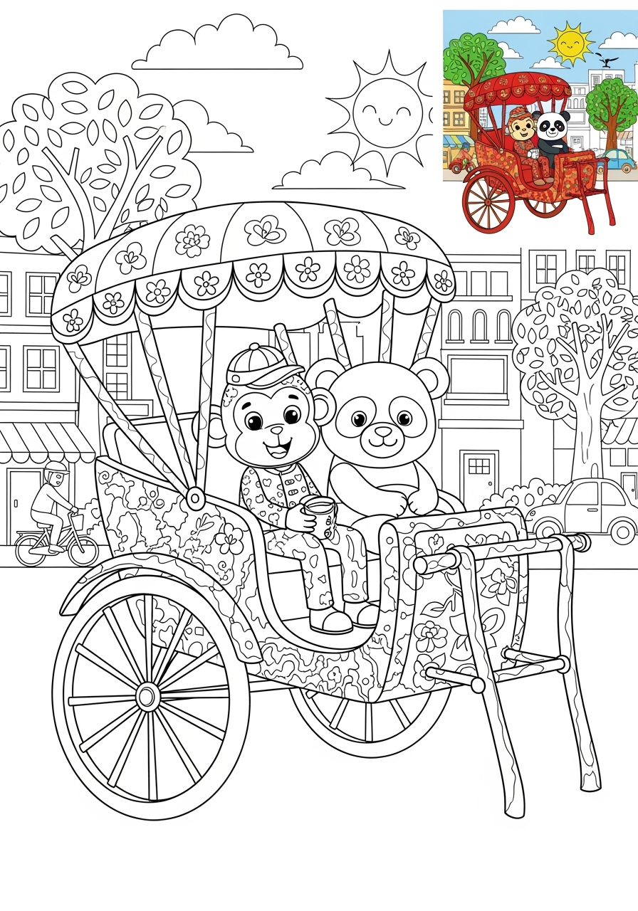 advanced vehicles Special Vehicles rickshaw kids coloring page 0