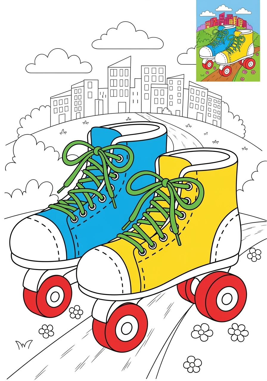 advanced vehicles Special Vehicles rollerblades kids coloring page 0