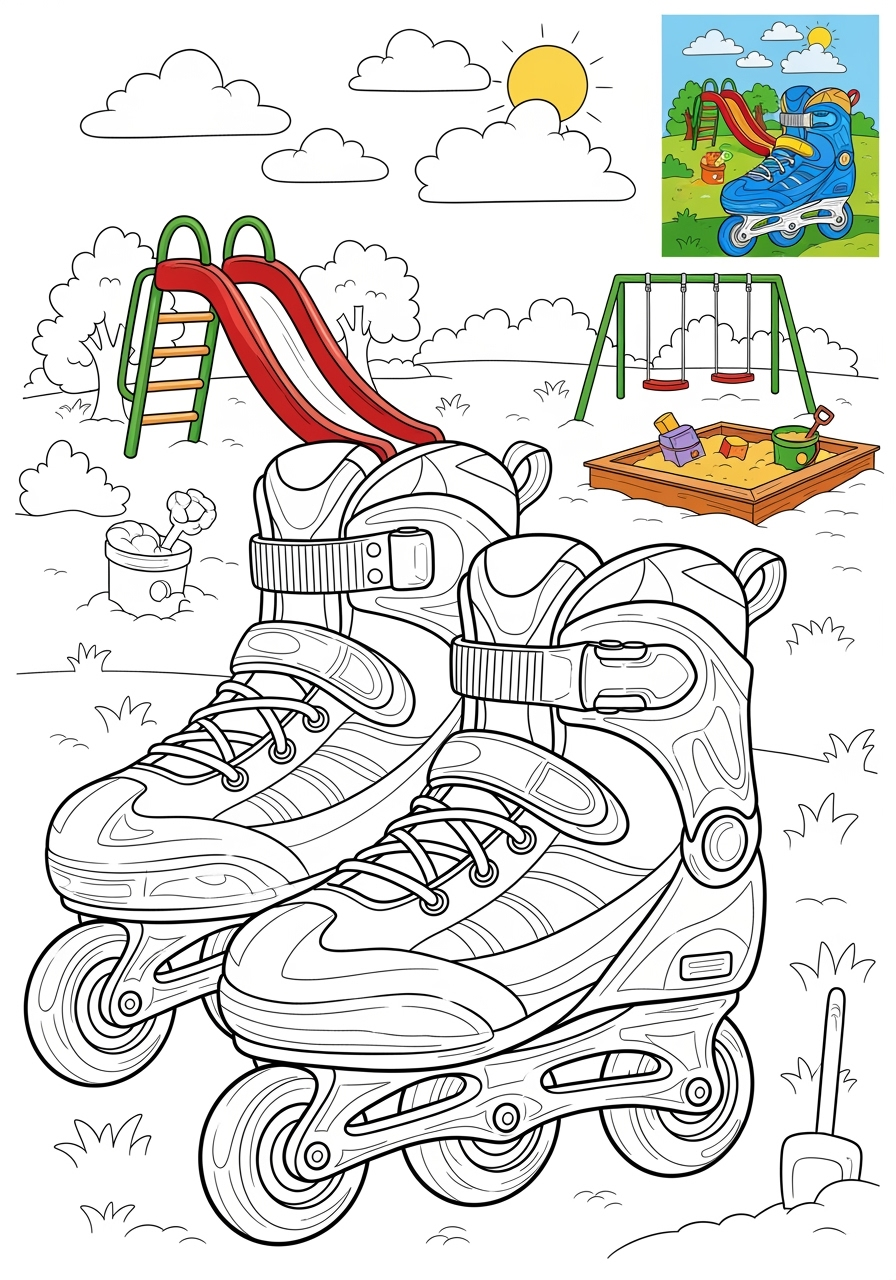 advanced vehicles Special Vehicles rollerblades kids coloring page 1