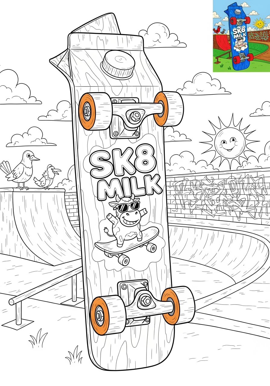 advanced vehicles Special Vehicles skateboard kids coloring page 0