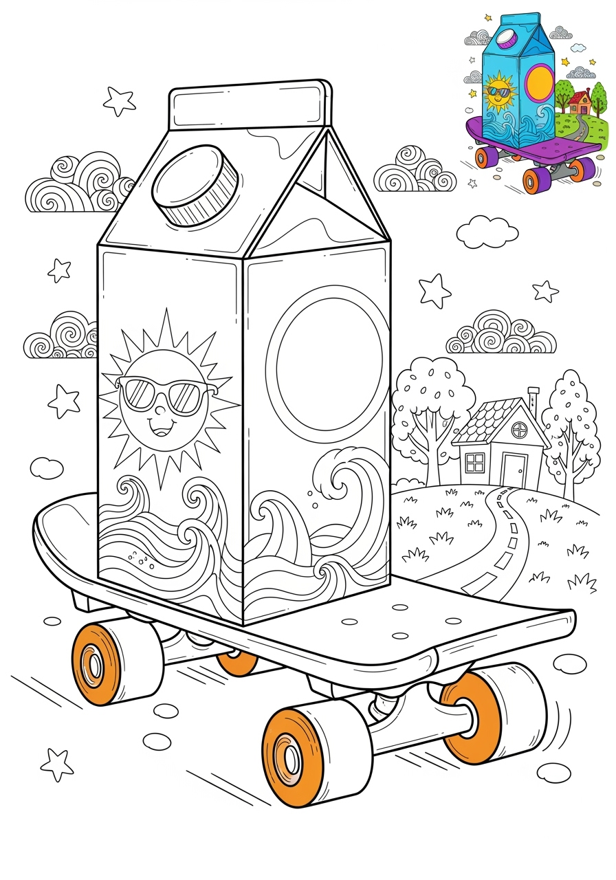 advanced vehicles Special Vehicles skateboard kids coloring page 1