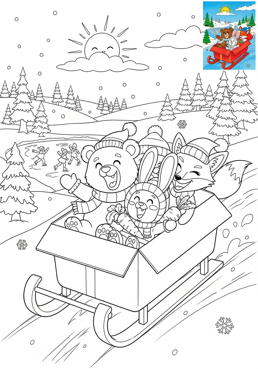 advanced vehicles Special Vehicles sled kids coloring page 1