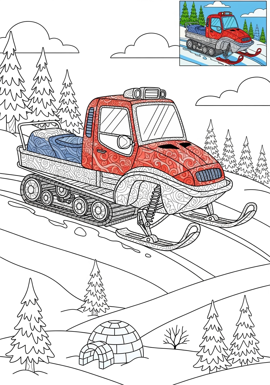 advanced vehicles Special Vehicles snowmobile kids coloring page 0