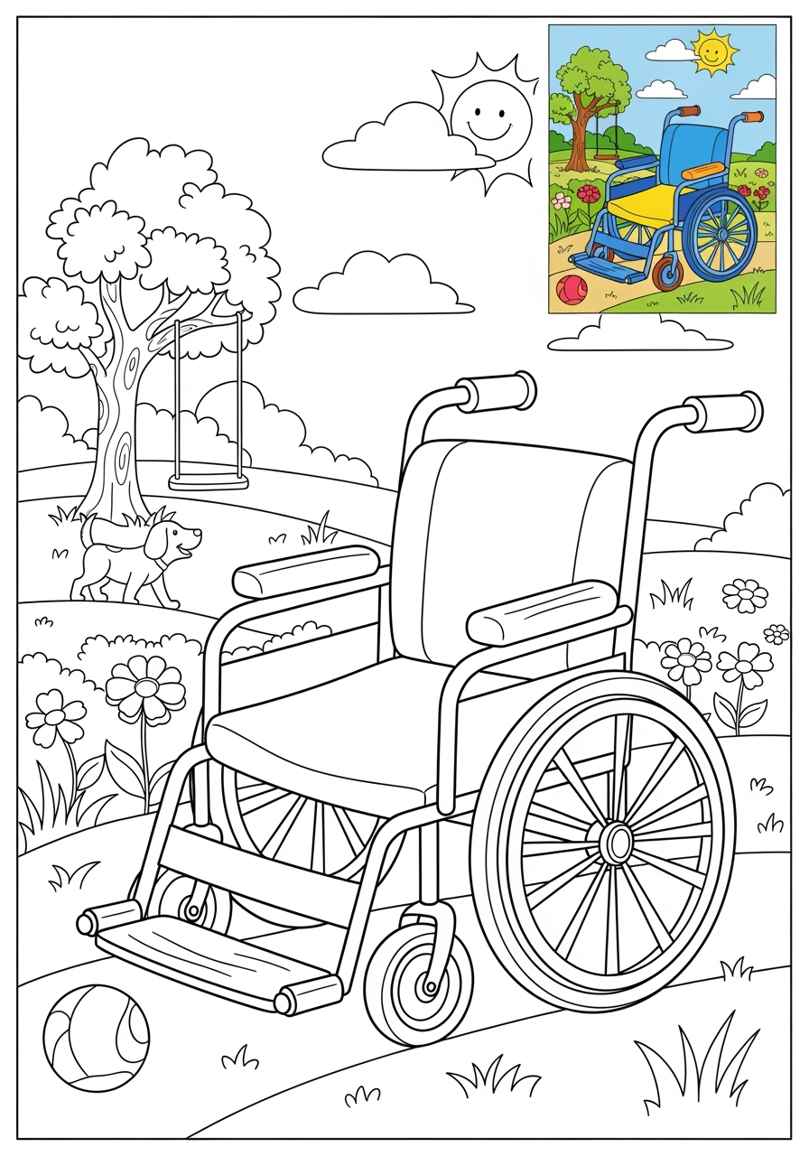 advanced vehicles Special Vehicles wheelchair kids coloring page 0