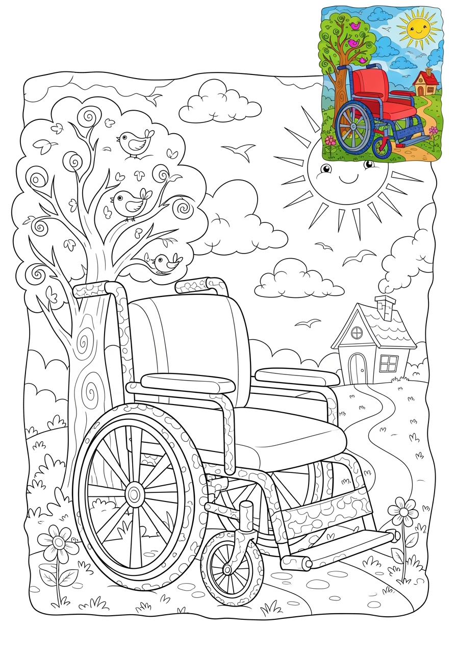 advanced vehicles Special Vehicles wheelchair kids coloring page 1