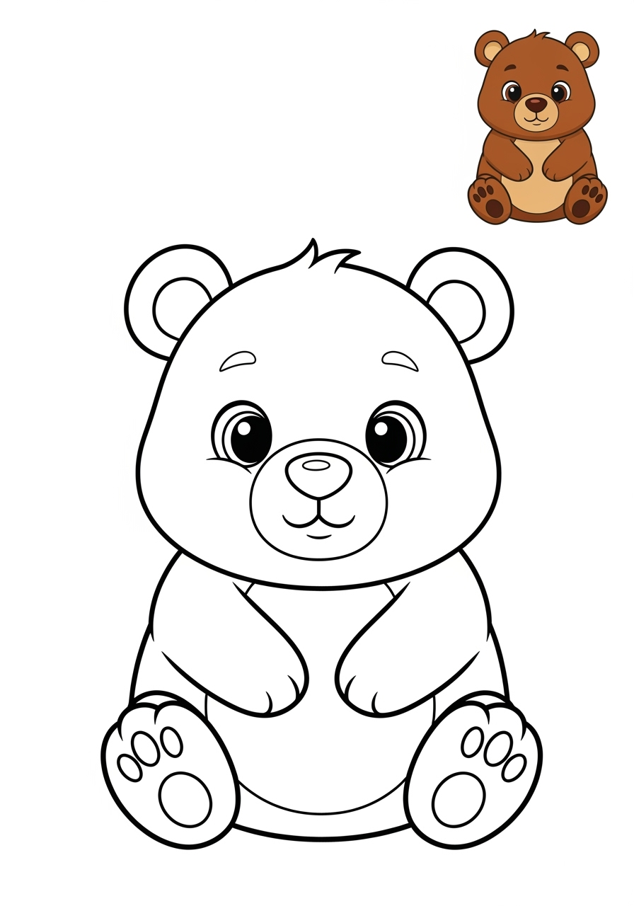 easy animals Mammals (Common) bear kids coloring page 0