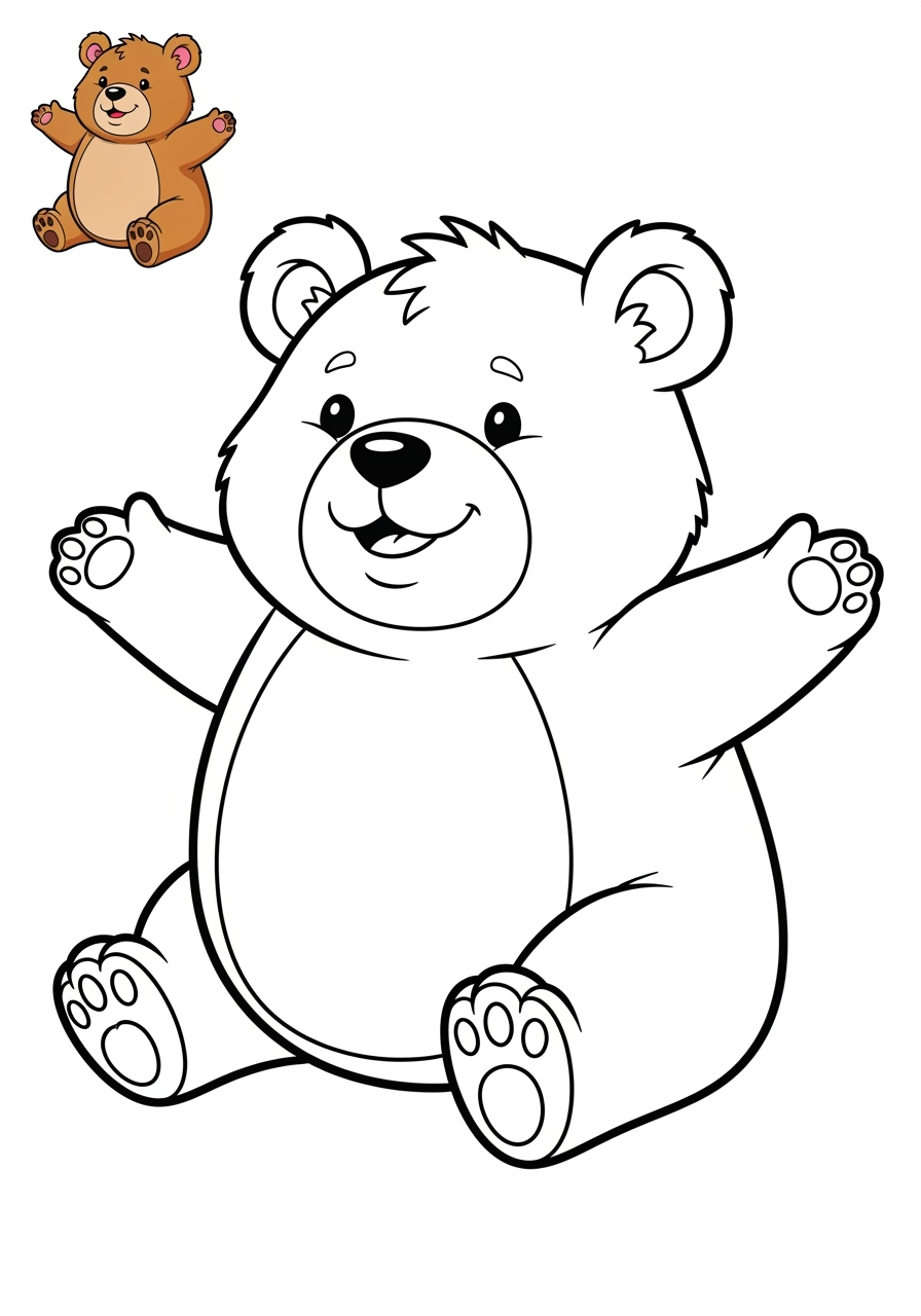 easy animals Mammals (Common) bear kids coloring page 1