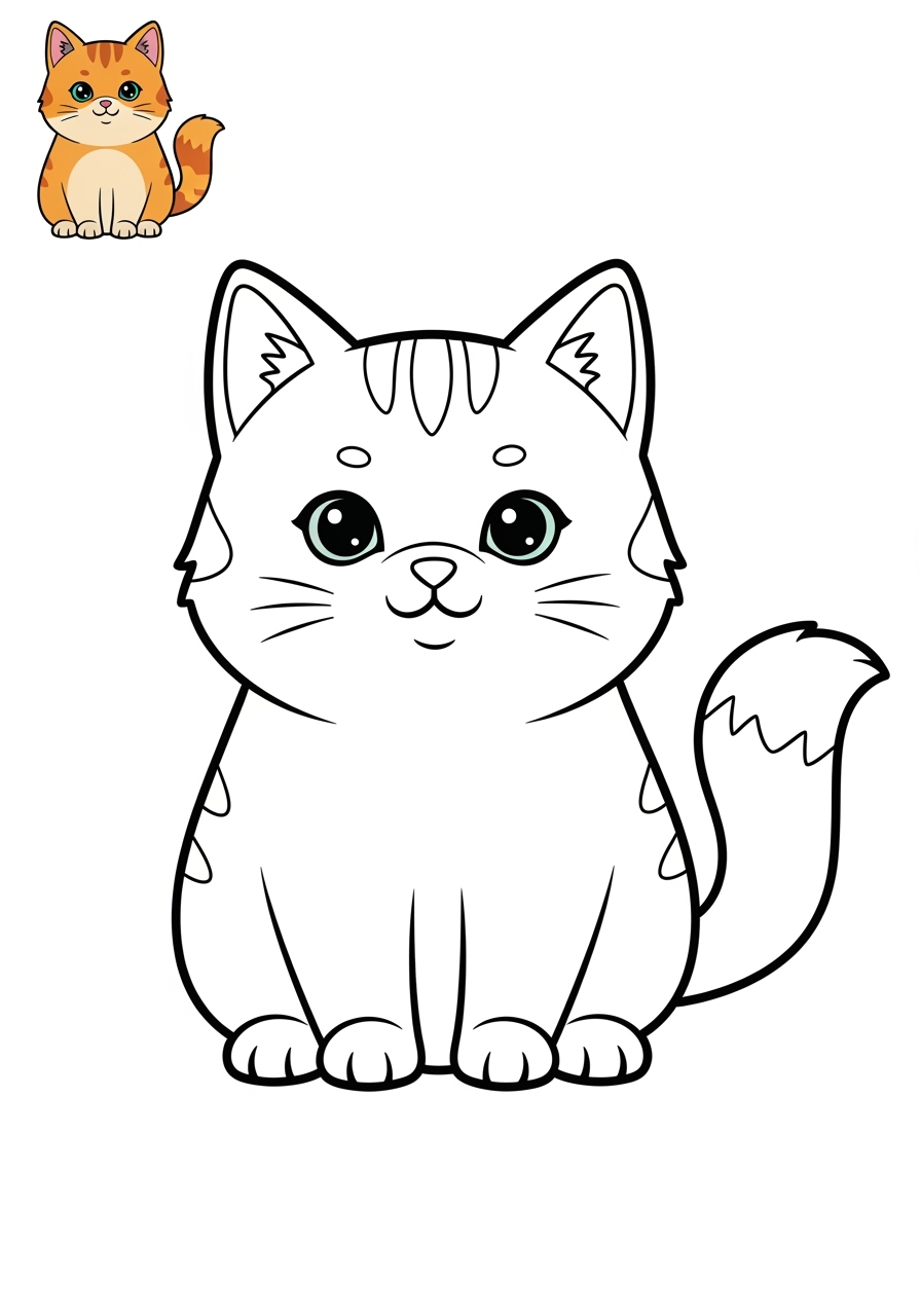 easy animals Mammals (Common) cat kids coloring page 0