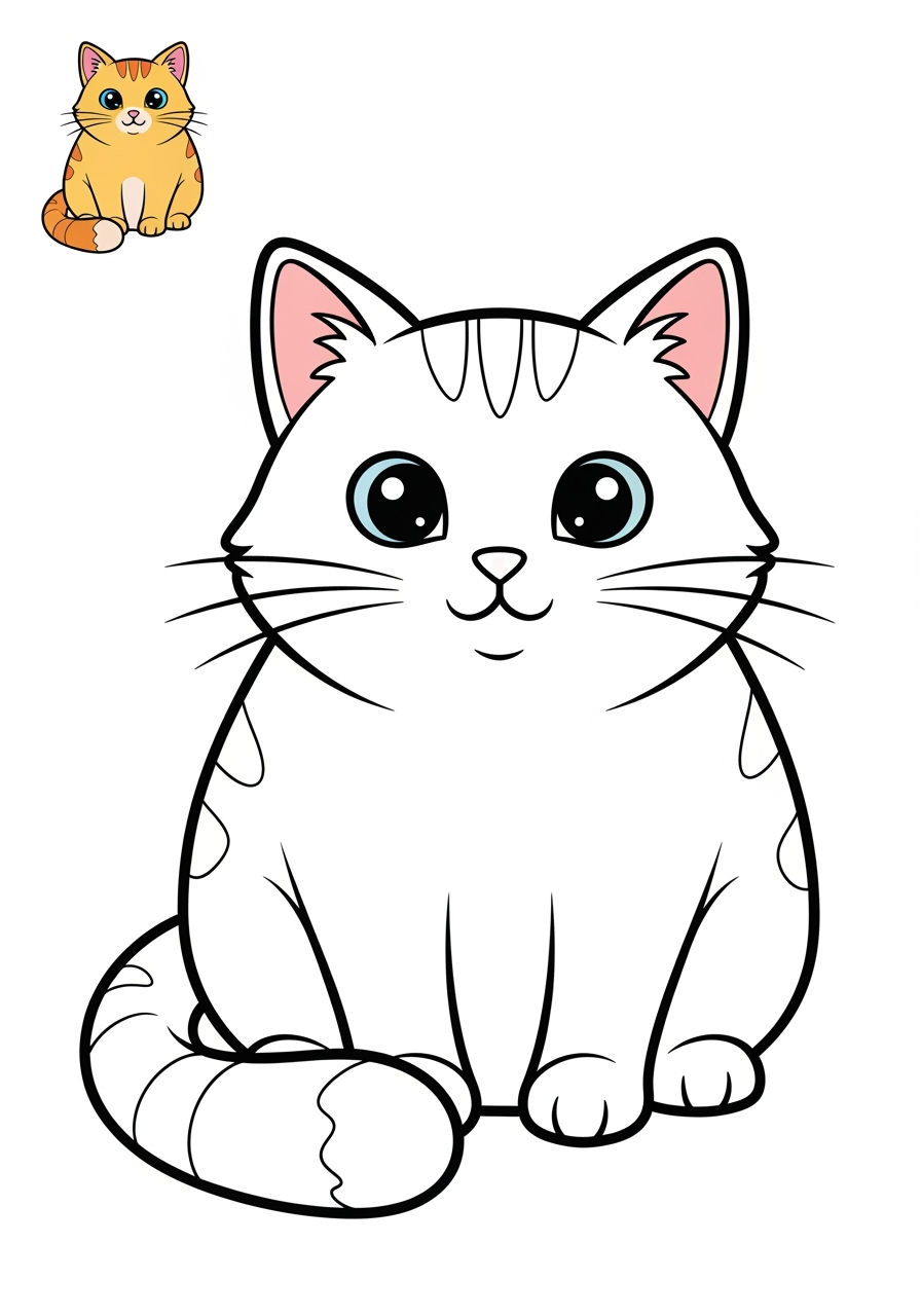 easy animals Mammals (Common) cat kids coloring page 1