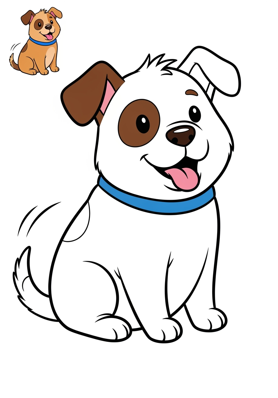 easy animals Mammals (Common) dog kids coloring page 0
