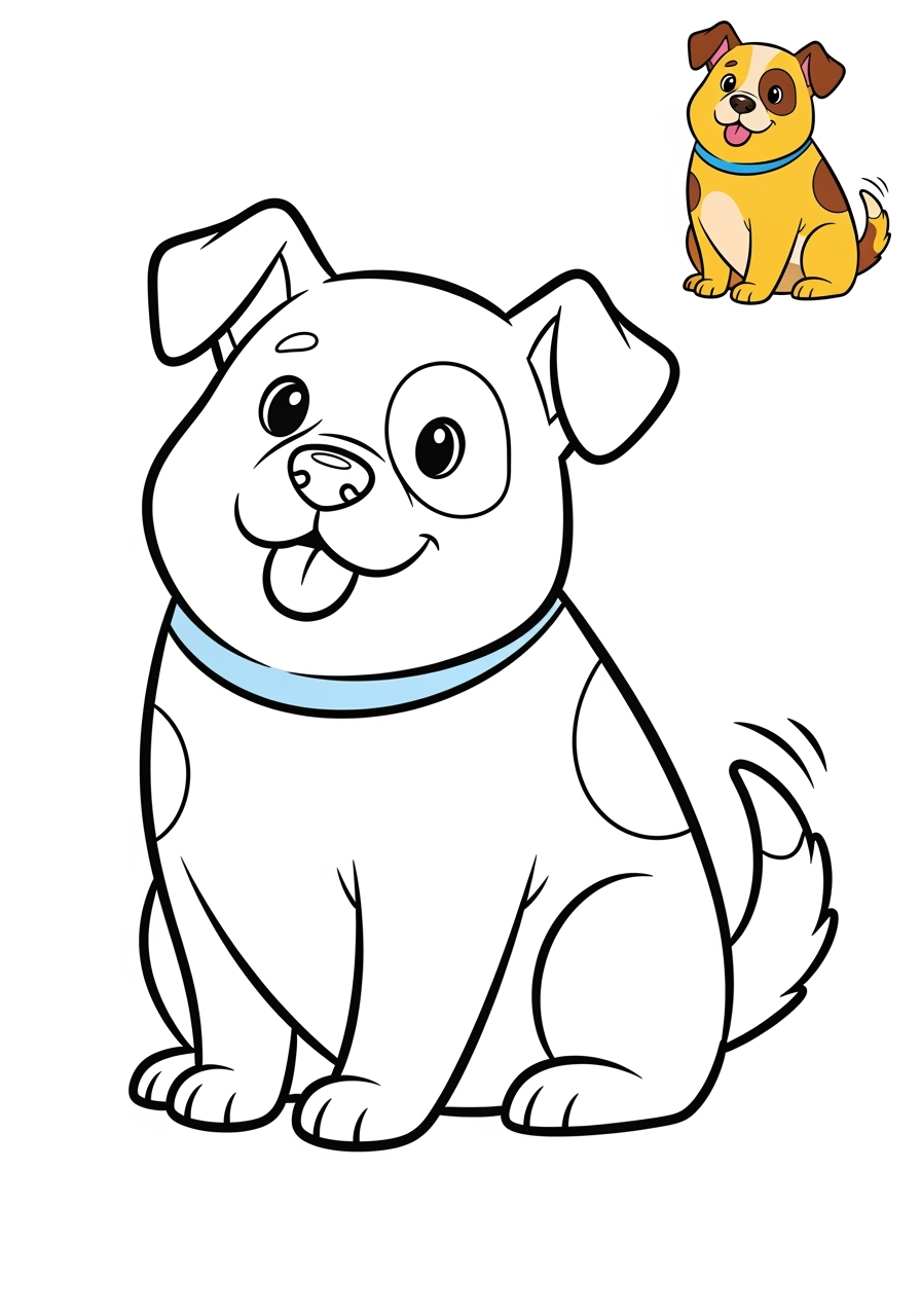 easy animals Mammals (Common) dog kids coloring page 1