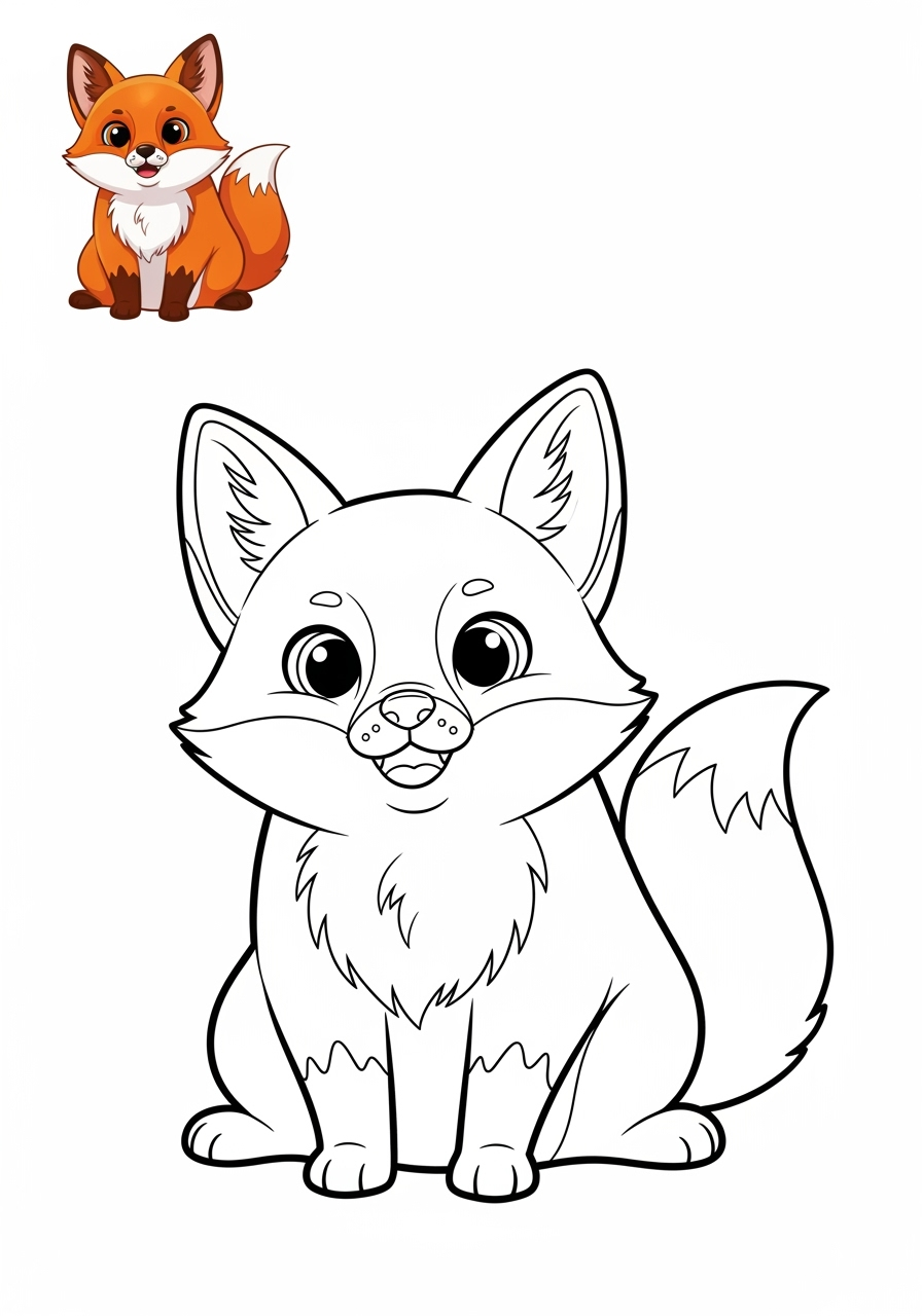 easy animals Mammals (Common) fox kids coloring page 0
