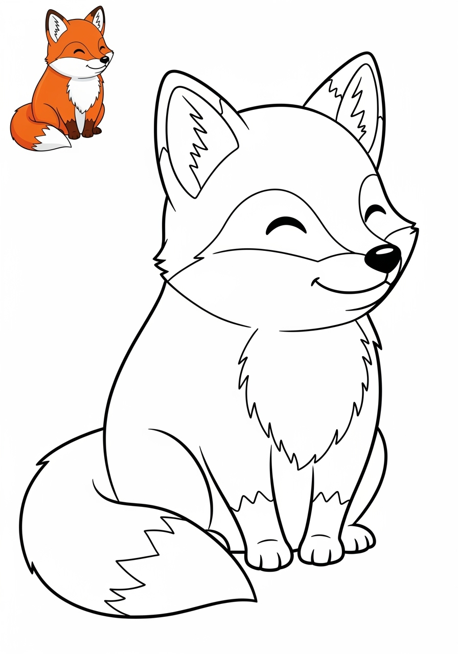 easy animals Mammals (Common) fox kids coloring page 1
