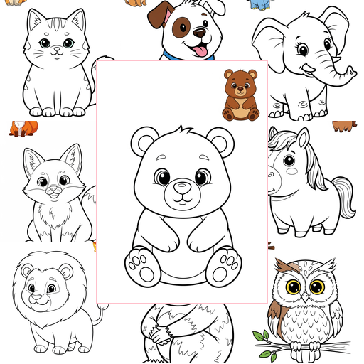 Easy Animals Mammals (Common) Coloring Sheets Collections Thumbnail