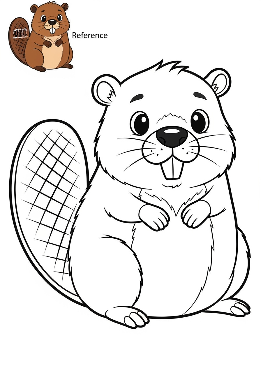 easy animals Miscellaneous & Less Common beaver kids coloring page 0