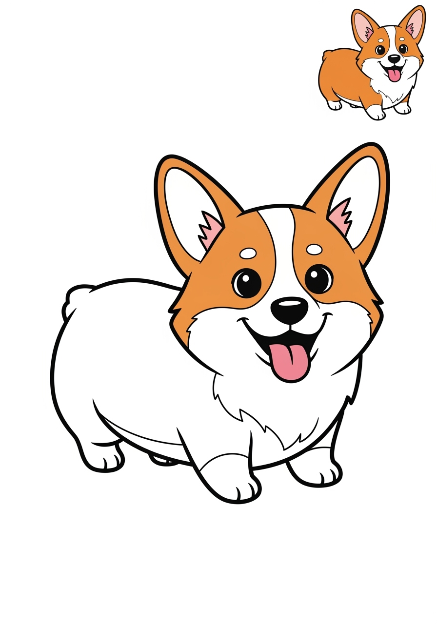 easy animals Miscellaneous & Less Common corgi kids coloring page 0