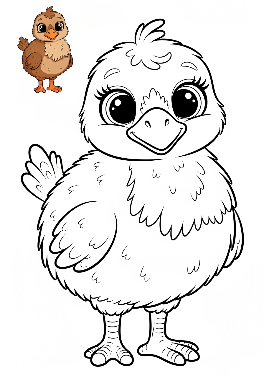 easy animals Miscellaneous & Less Common emu kids coloring page 1
