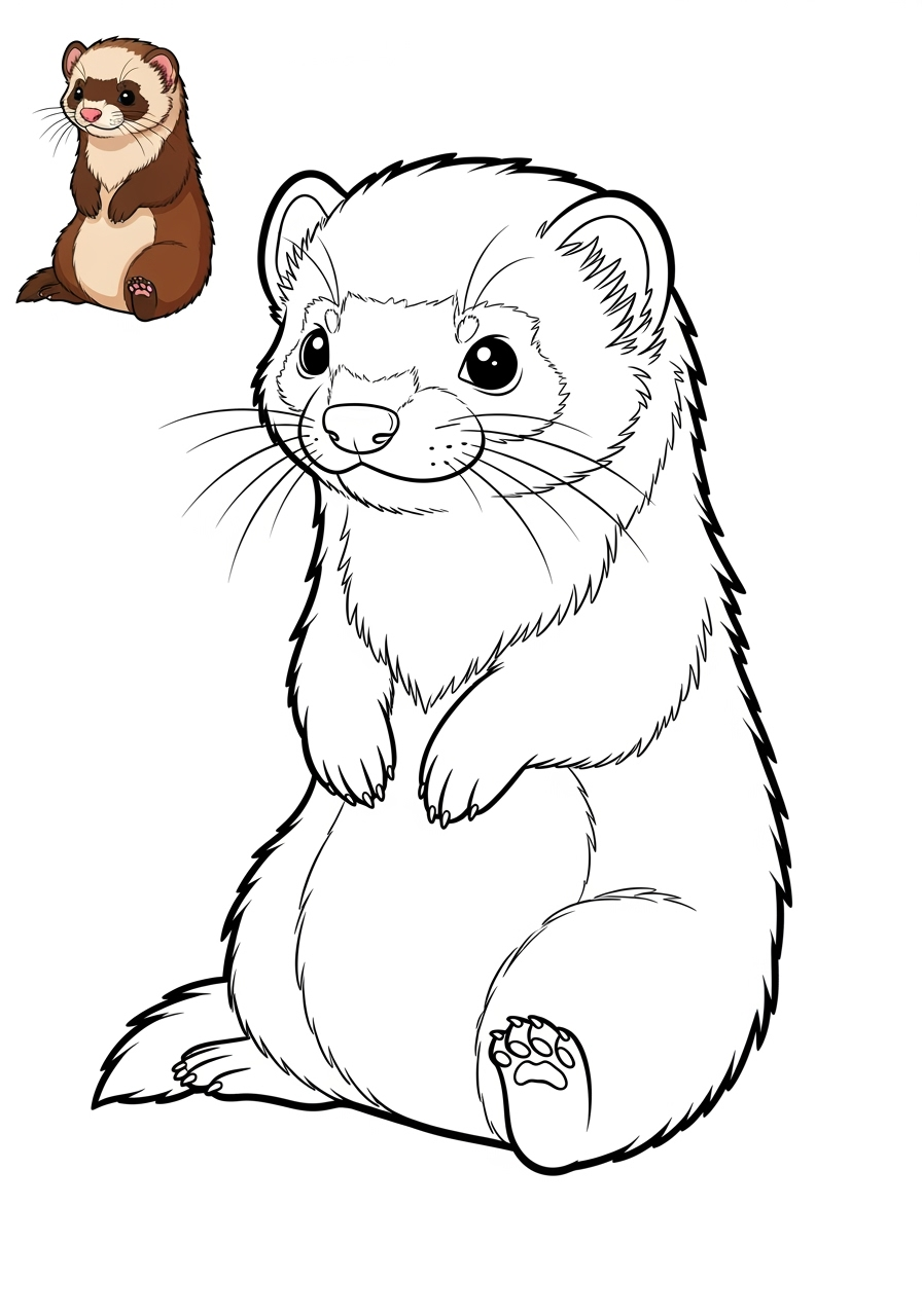 easy animals Miscellaneous & Less Common ferret kids coloring page 0