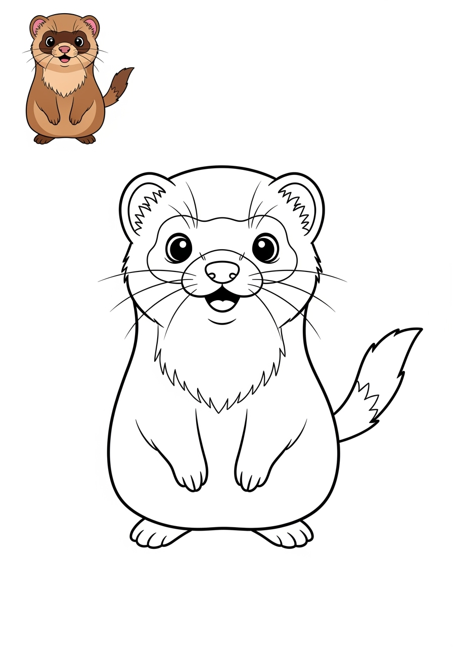 easy animals Miscellaneous & Less Common ferret kids coloring page 1