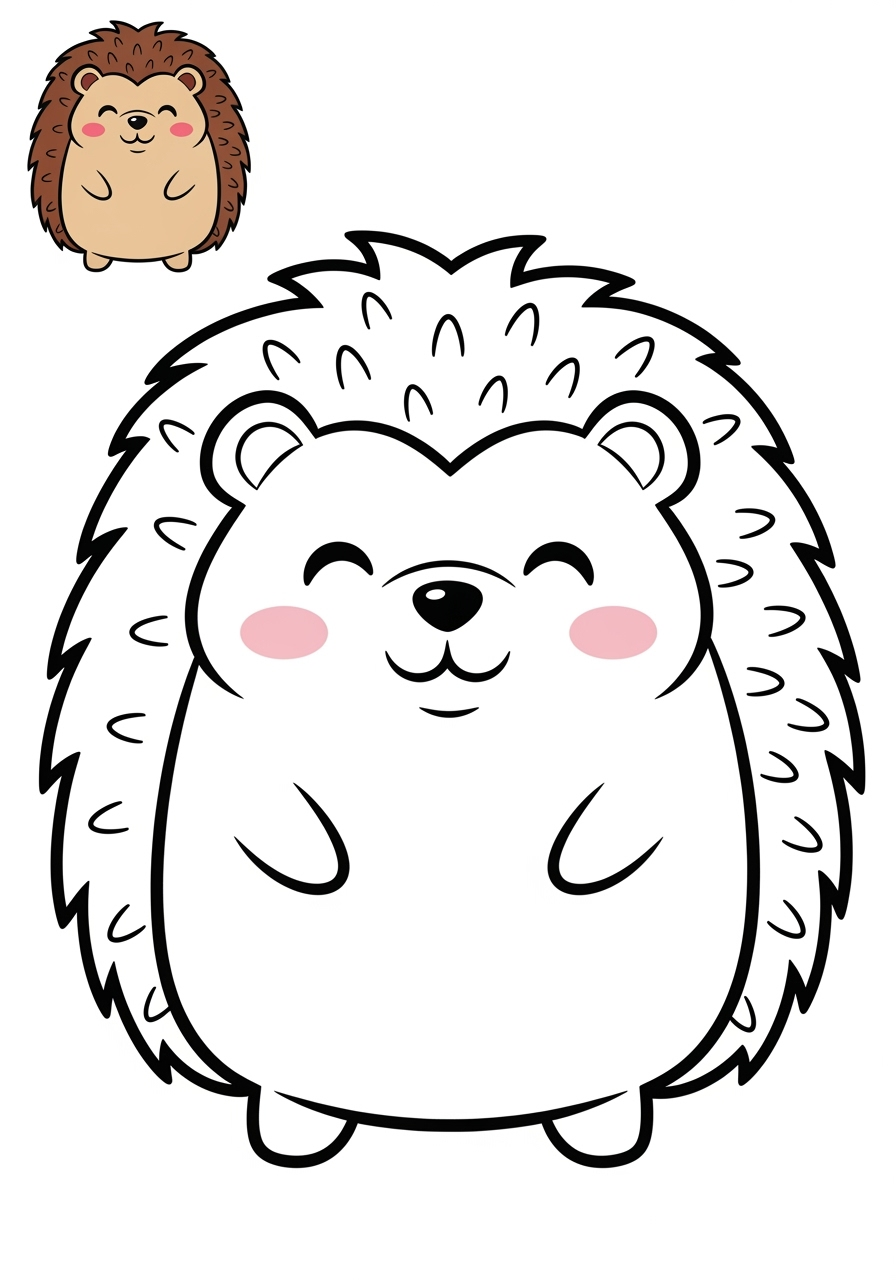 easy animals Miscellaneous & Less Common hedgehog kids coloring page 0