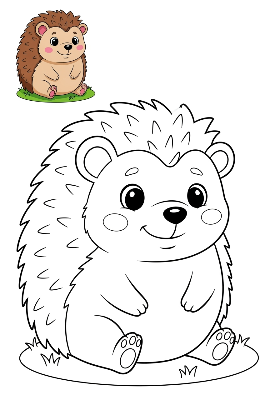 easy animals Miscellaneous & Less Common hedgehog kids coloring page 1