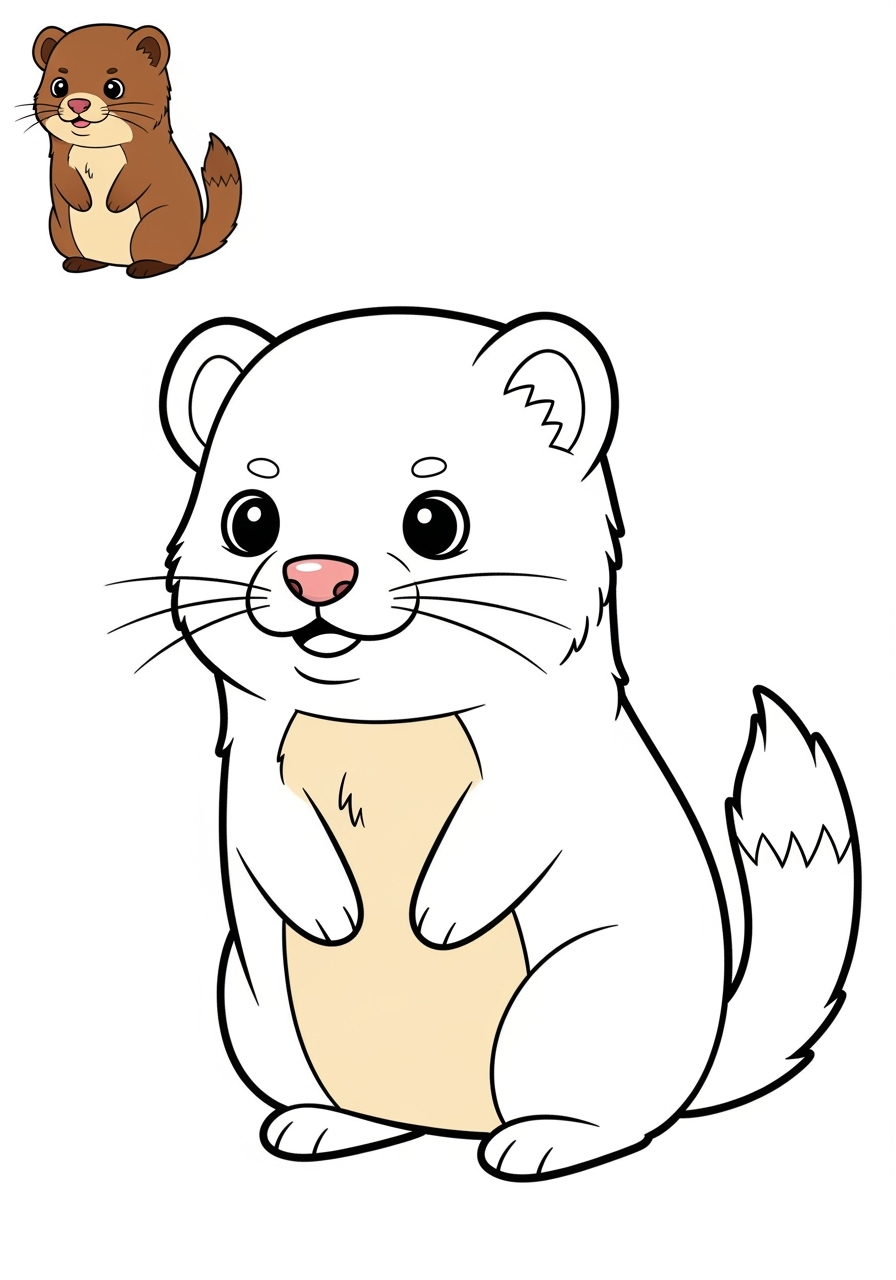 easy animals Miscellaneous & Less Common mink kids coloring page 0
