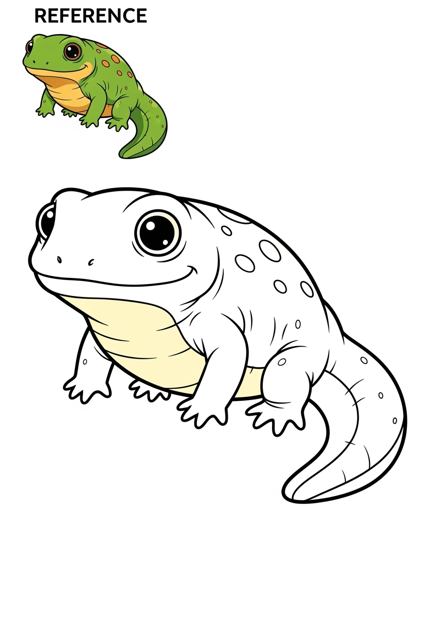 easy animals Miscellaneous & Less Common newt kids coloring page 1