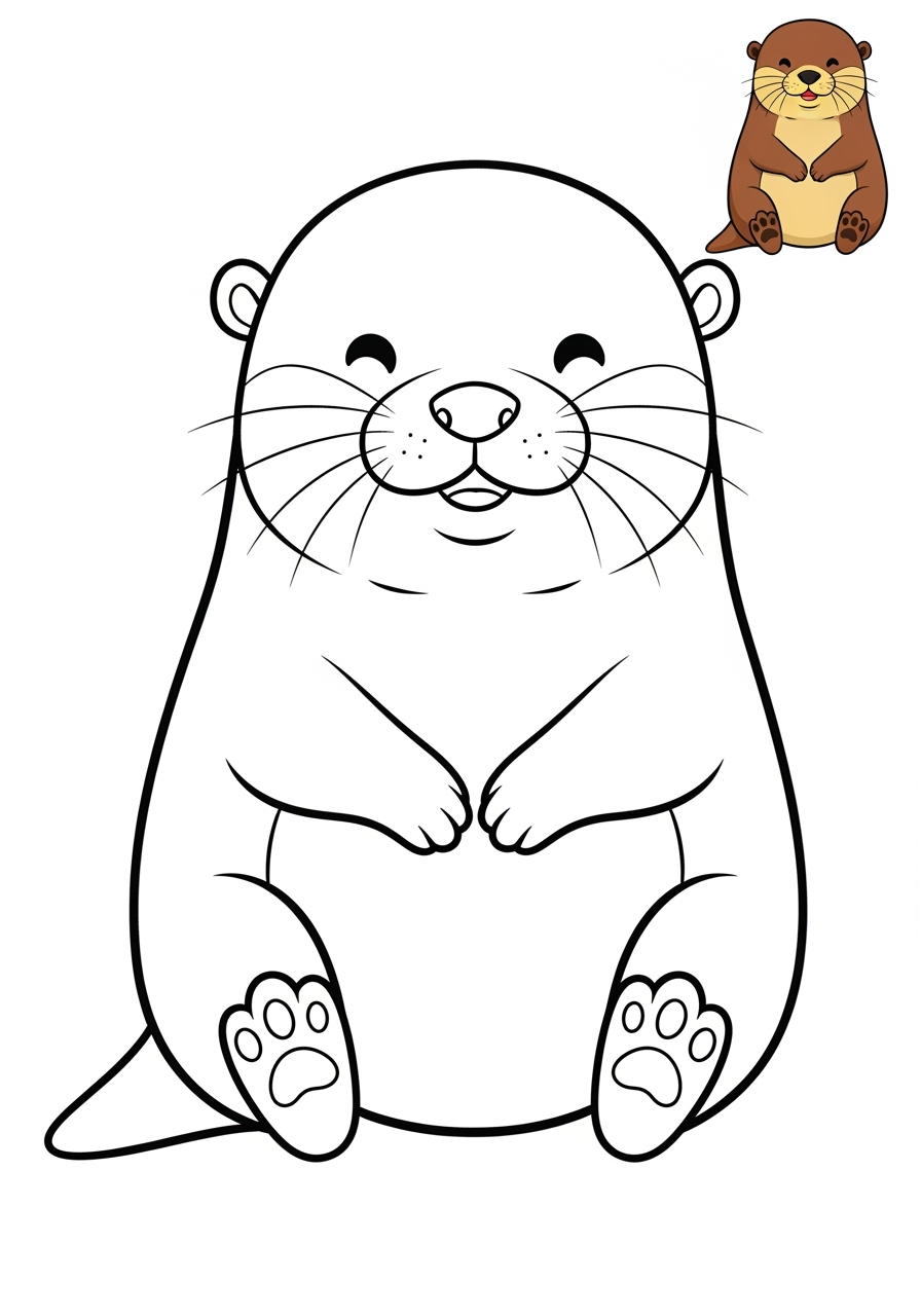 easy animals Miscellaneous & Less Common otter kids coloring page 0