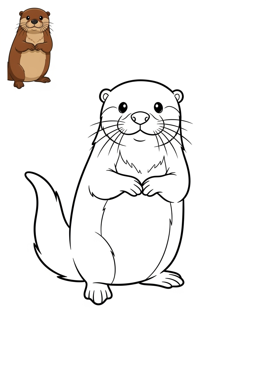 easy animals Miscellaneous & Less Common otter kids coloring page 1