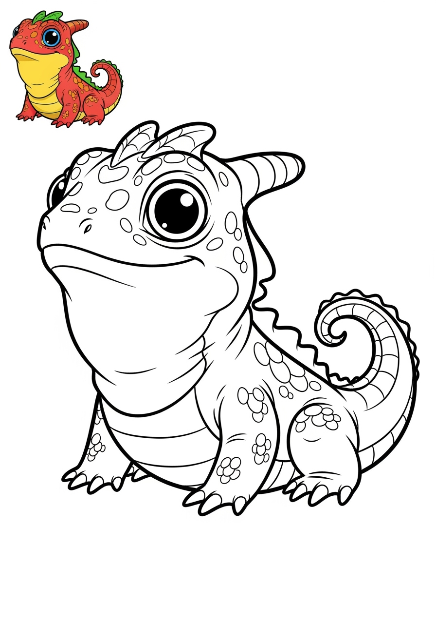 easy animals Legendary Creature basilisk kids coloring page 1